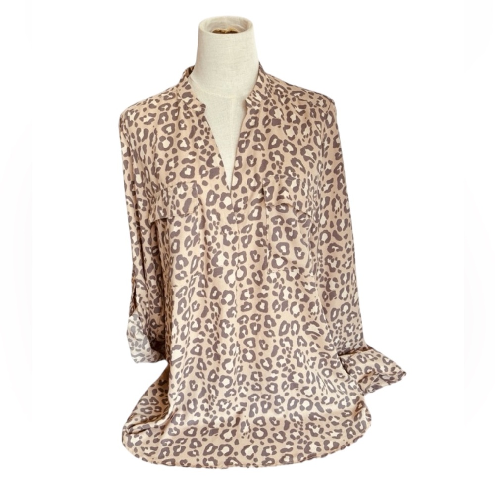 A New Day Beige and Gray Blouse